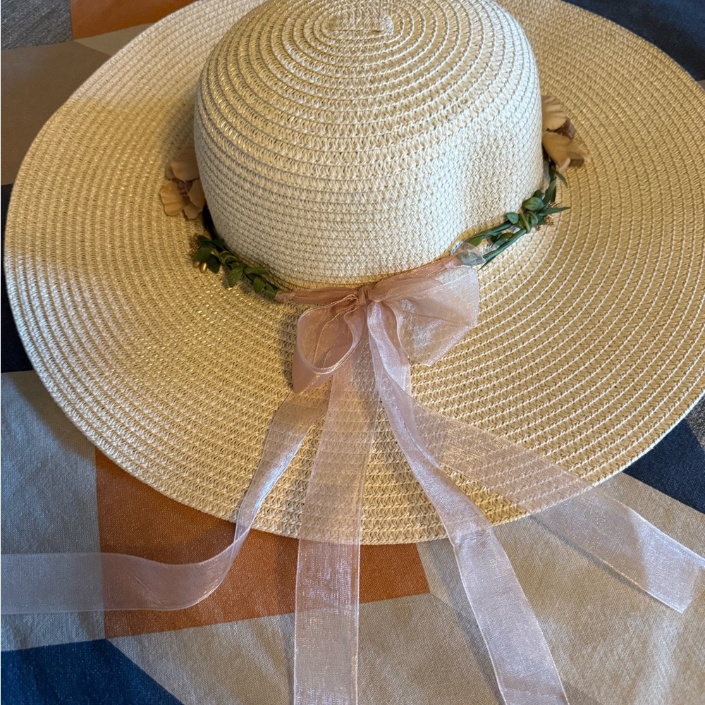 Elegant Cream Sun Hat with Floral Accents